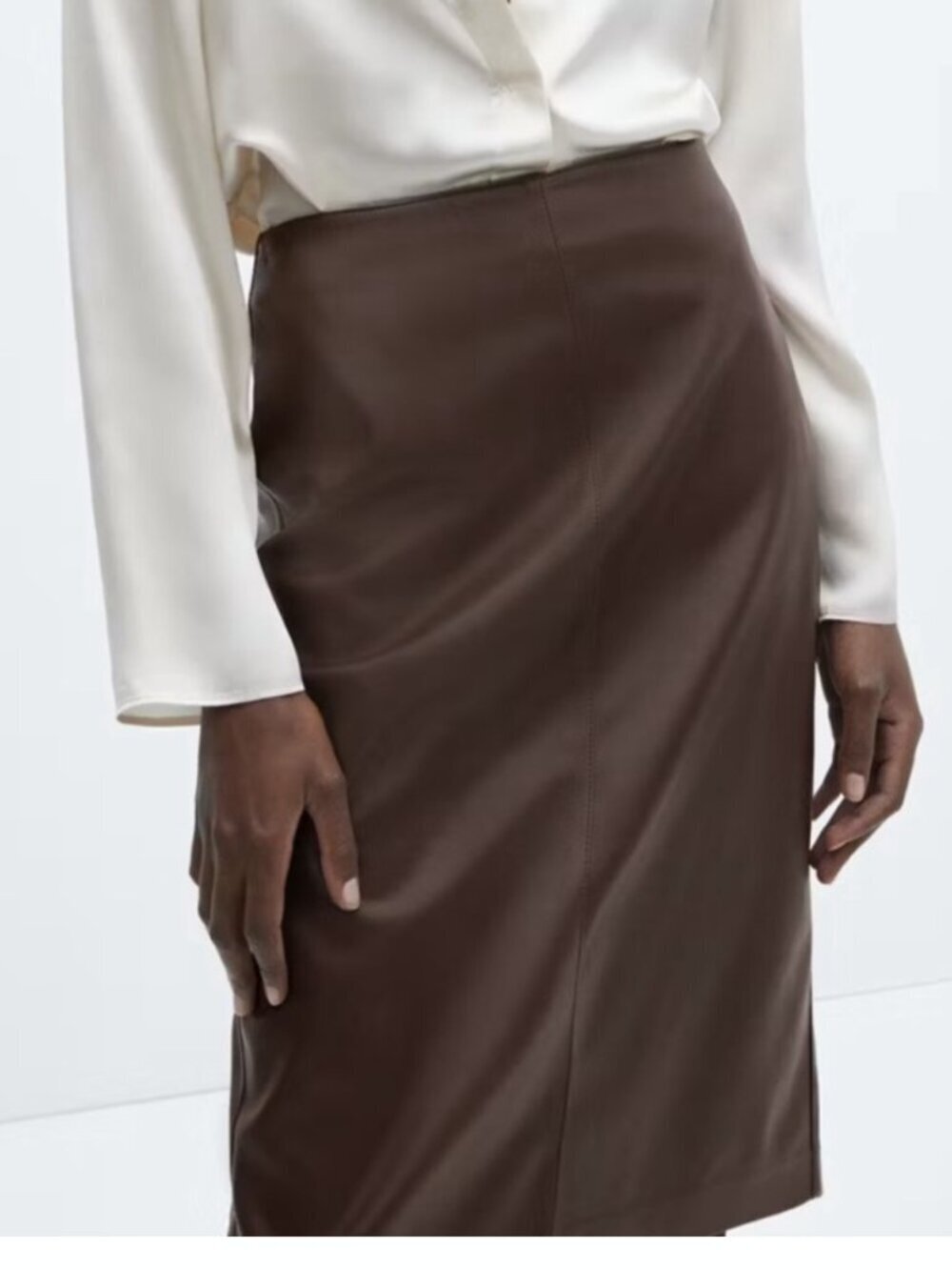 Vintage brown leather pencil skirt 8 luxury